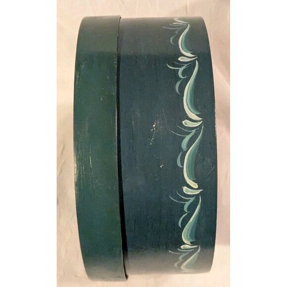 Norwegian Rosemaling Wooden Box Roses Round Lid Flowers Handpainted Signed Vtg - Picture 13 of 16